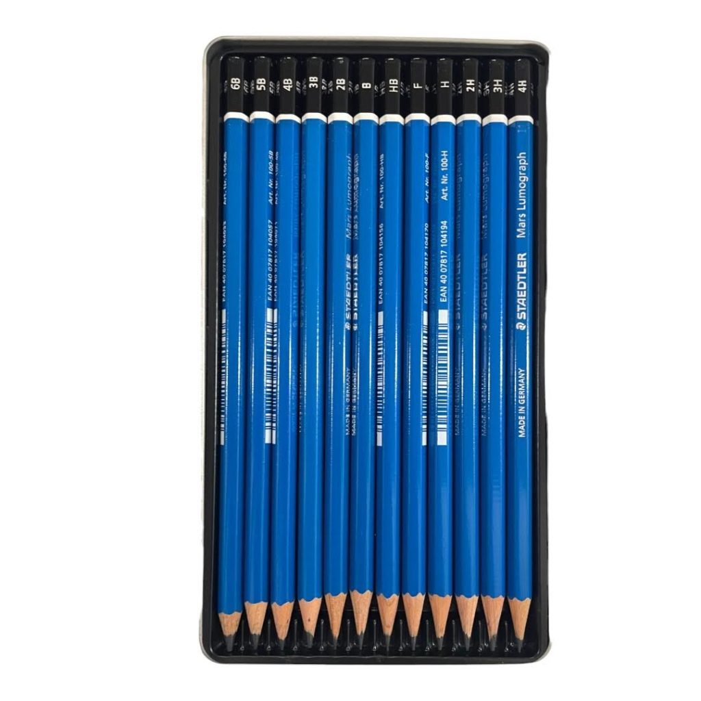 STAEDTLER Mars Lumograph Art Drawing Pencils, 12 Pack Graphite Pencils in Metal Case